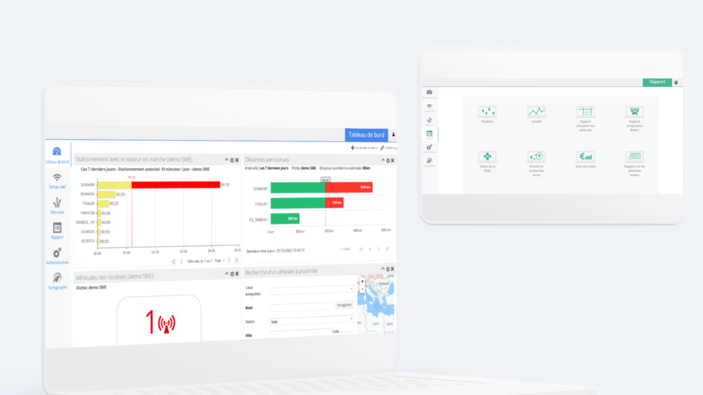 Tableau de bord pour pilotage flotte de véhicules